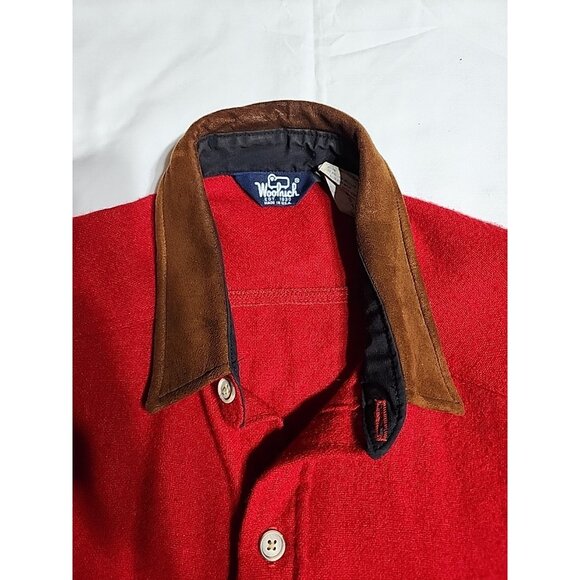 VTG Woolrich Shirt Jacket Mens XL Red Patches Wool Blend 70s Made In USA Shacket - Picture 4 of 6